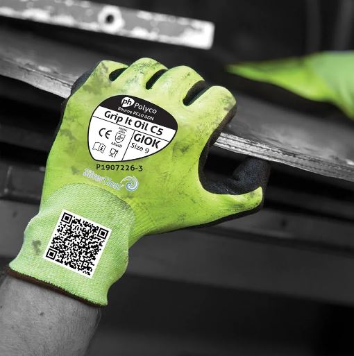 Polyco Grip it Oil C5 High Visibility Cut Resistant Glove with Dual Nitrile Coating